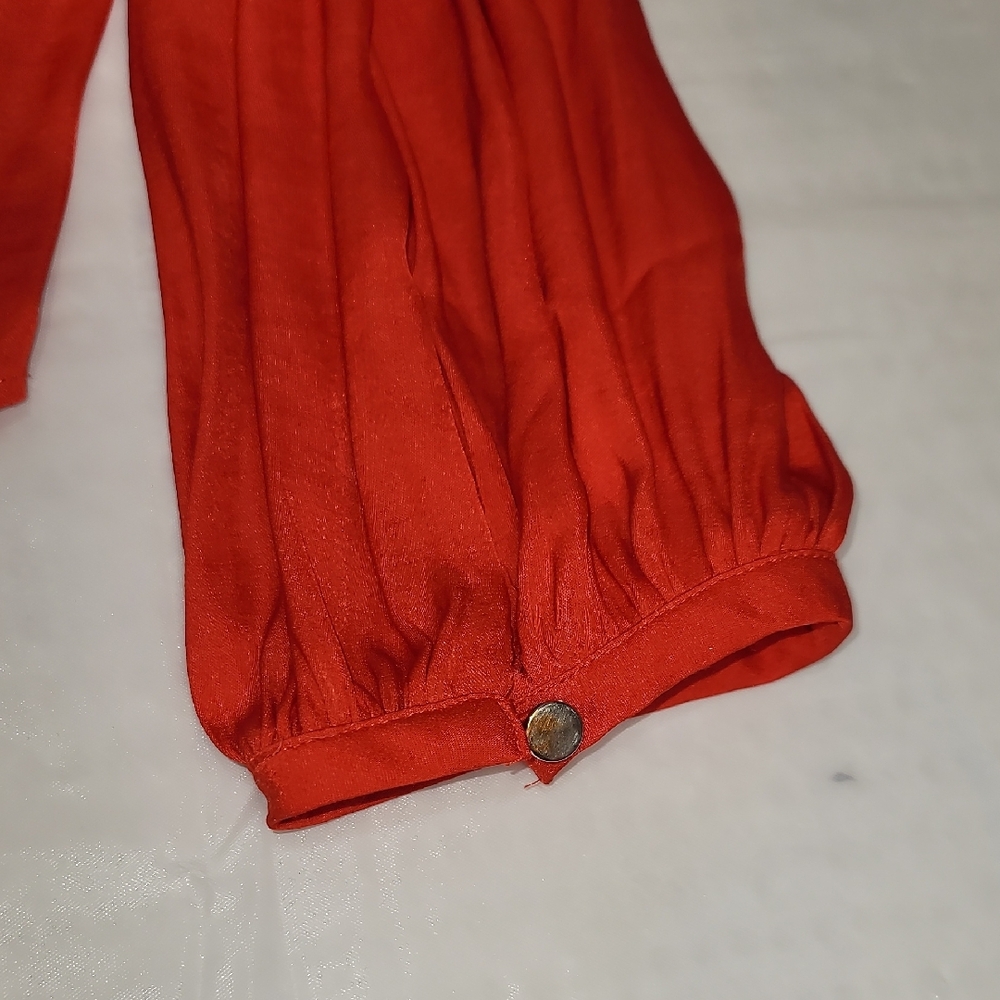 Jennifer Lopez Orange 3/4 Sleeve Tie Front Blouse - Picture 5 of 8